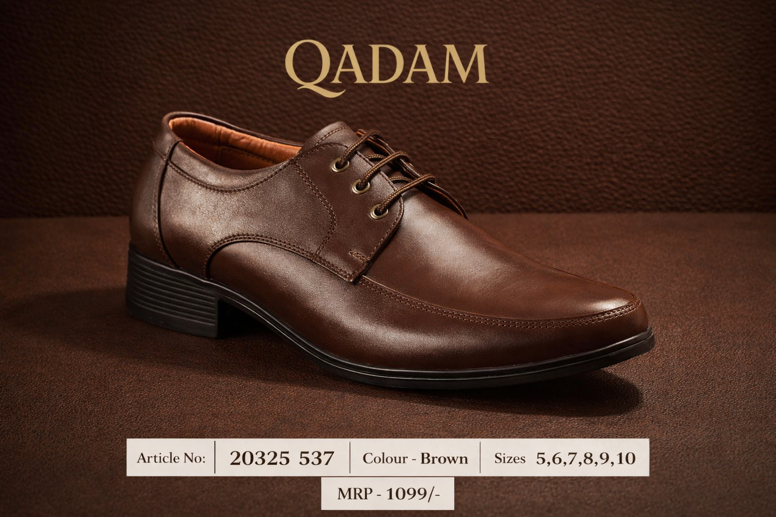 Qadam Brown 3-Eyelet Derby